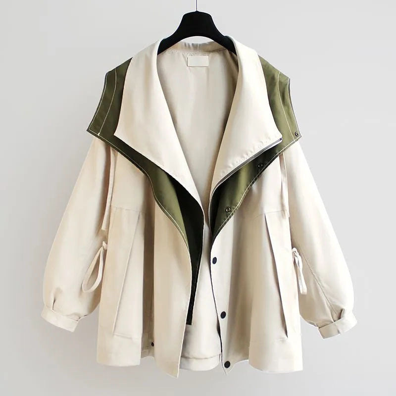 Two-Layer Jacket with Zip Closure and Button Details