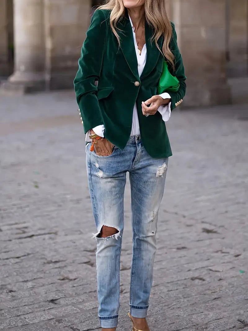 Elegant Velvet Blazer for Women – Stylish & Comfortable