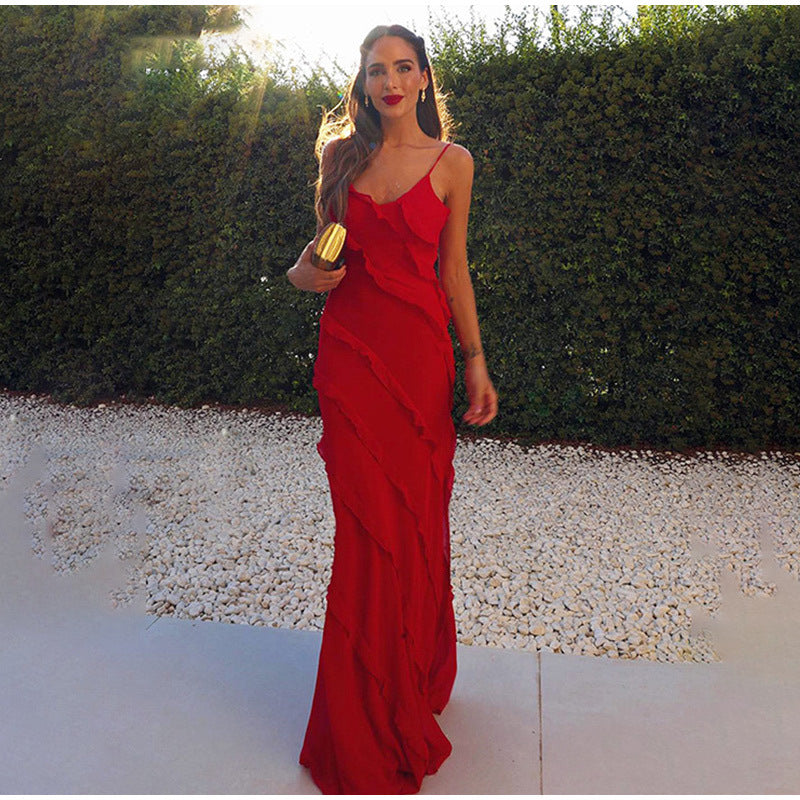 Elegant Ruffled Long Dress for Special Occasions