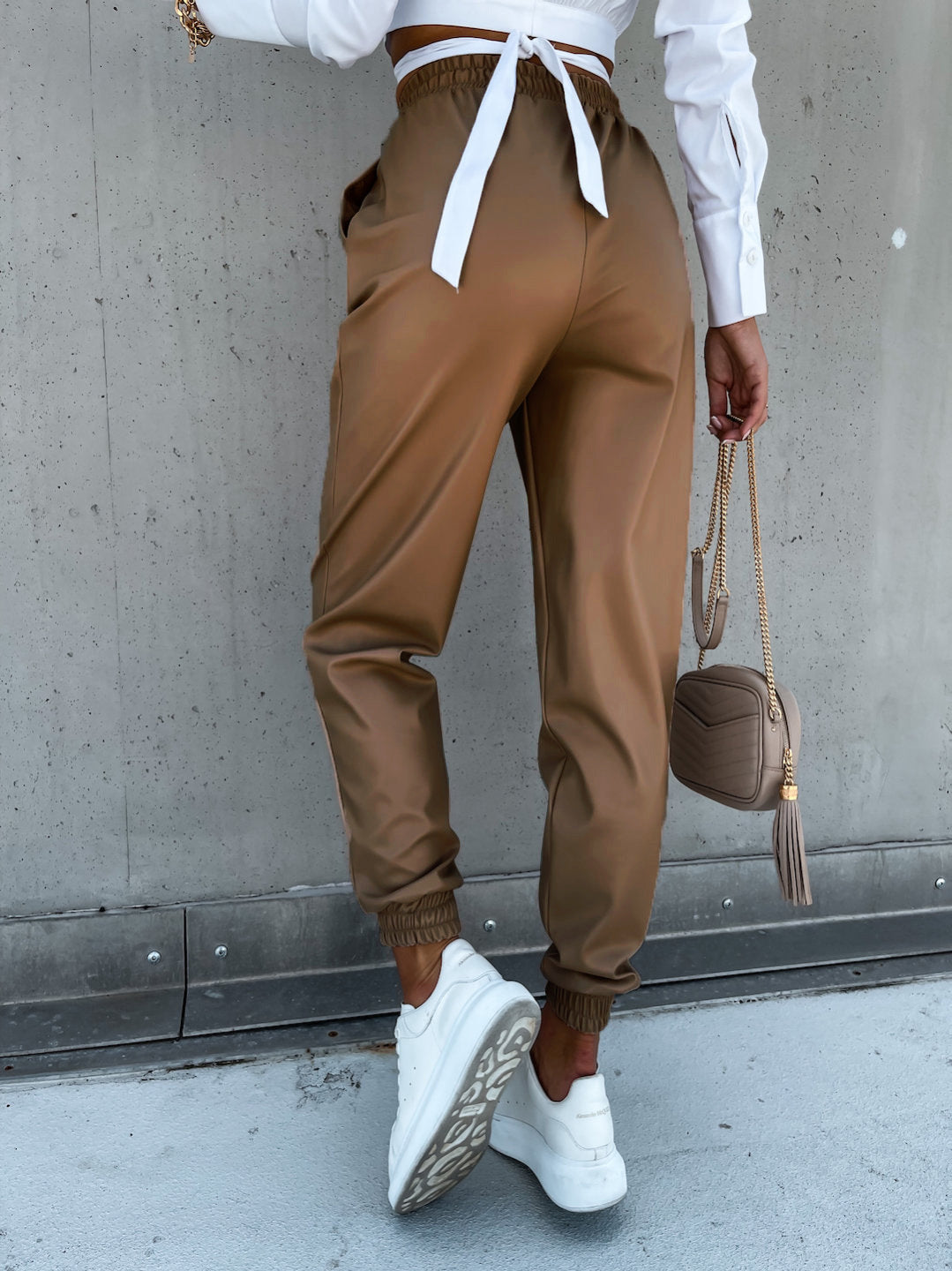 Men's PU Leather Athletic Trousers for Comfort and Style