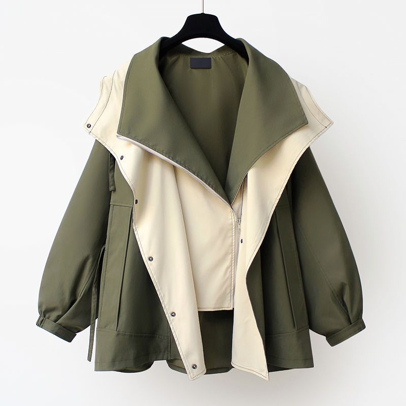 Two-Layer Jacket with Zip Closure and Button Details