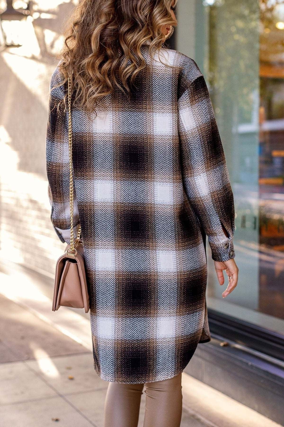 Checked Wool Midi Coat for Stylish Warmth and Comfort
