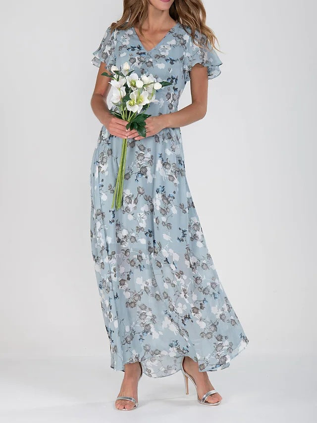 Floral Maxi Dress with Sleeves and Flattering Silhouette