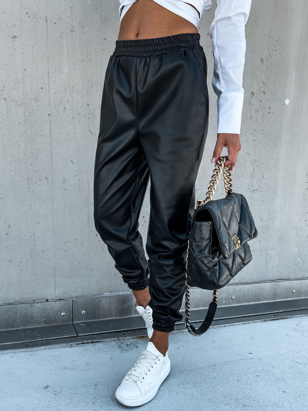 Men's PU Leather Athletic Trousers for Comfort and Style