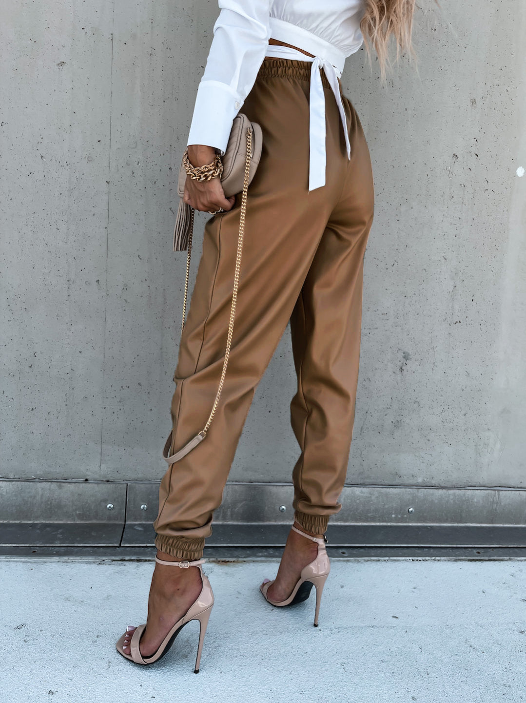 Men's PU Leather Athletic Trousers for Comfort and Style