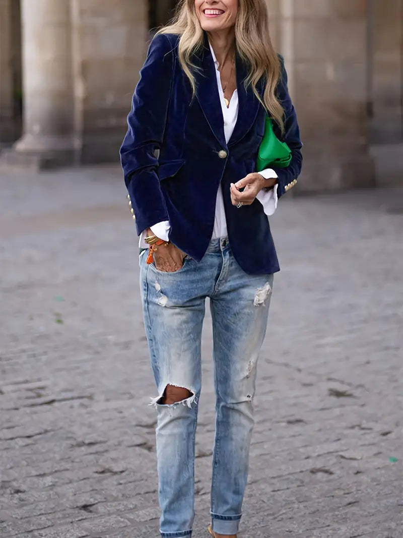 Elegant Velvet Blazer for Women – Stylish & Comfortable