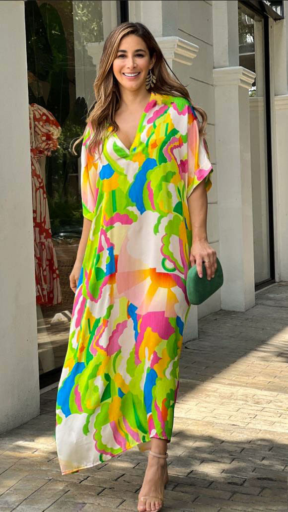 Flowy Printed Maxi Dress with Relaxed Fit