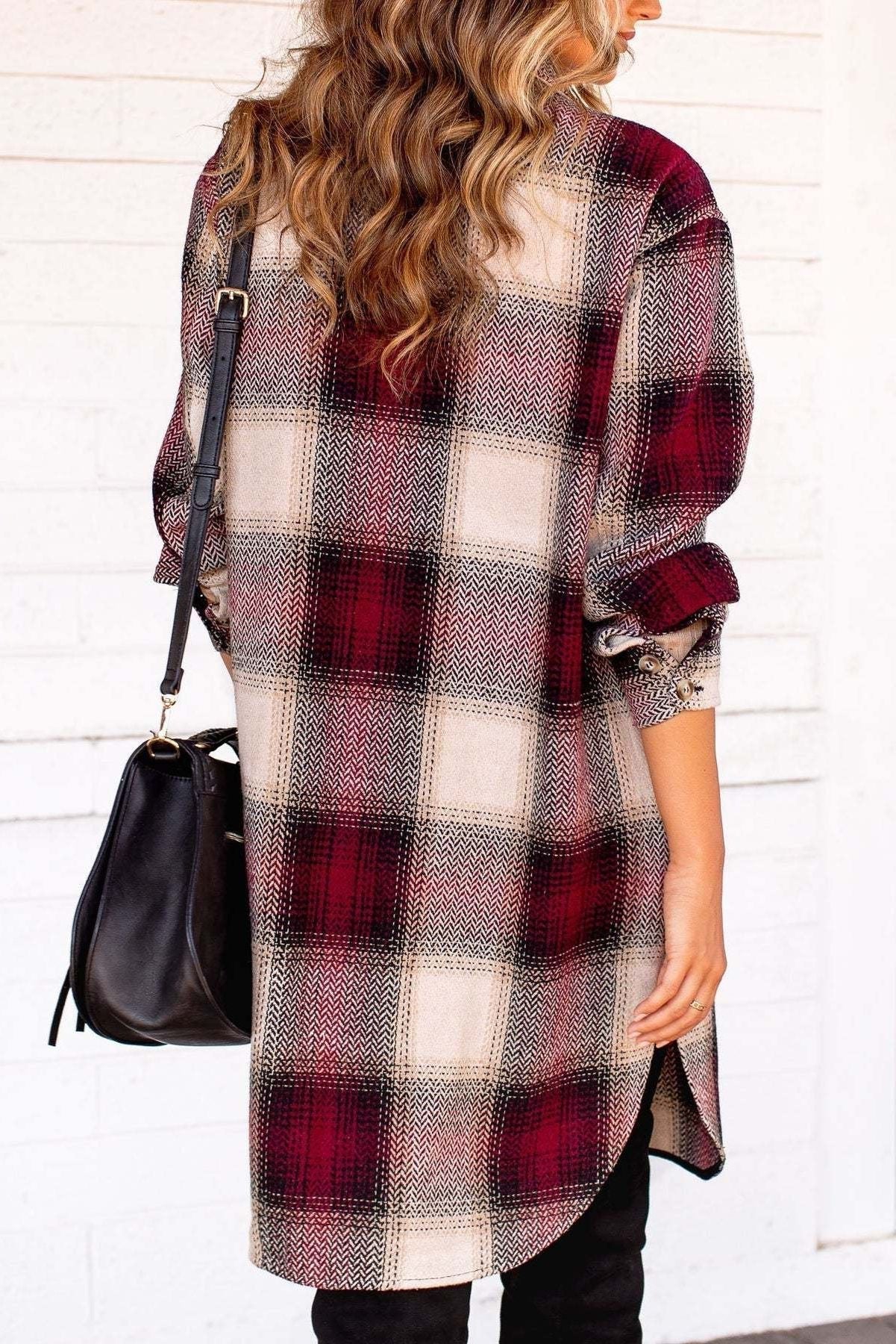 Checked Wool Midi Coat for Stylish Warmth and Comfort