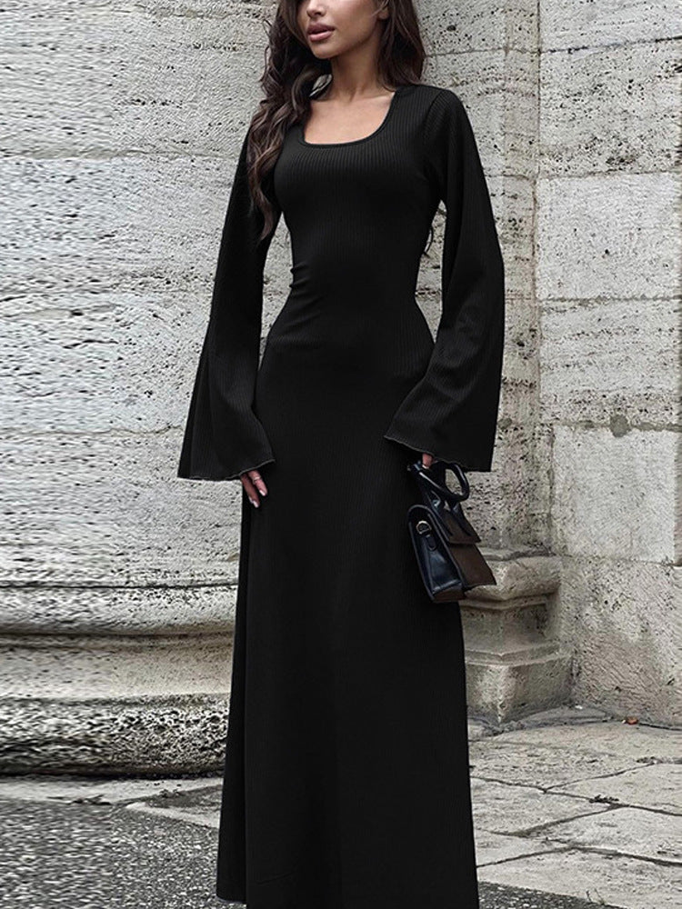 Women's Long Sleeve Bell Dress - Elegant & Comfortable Design