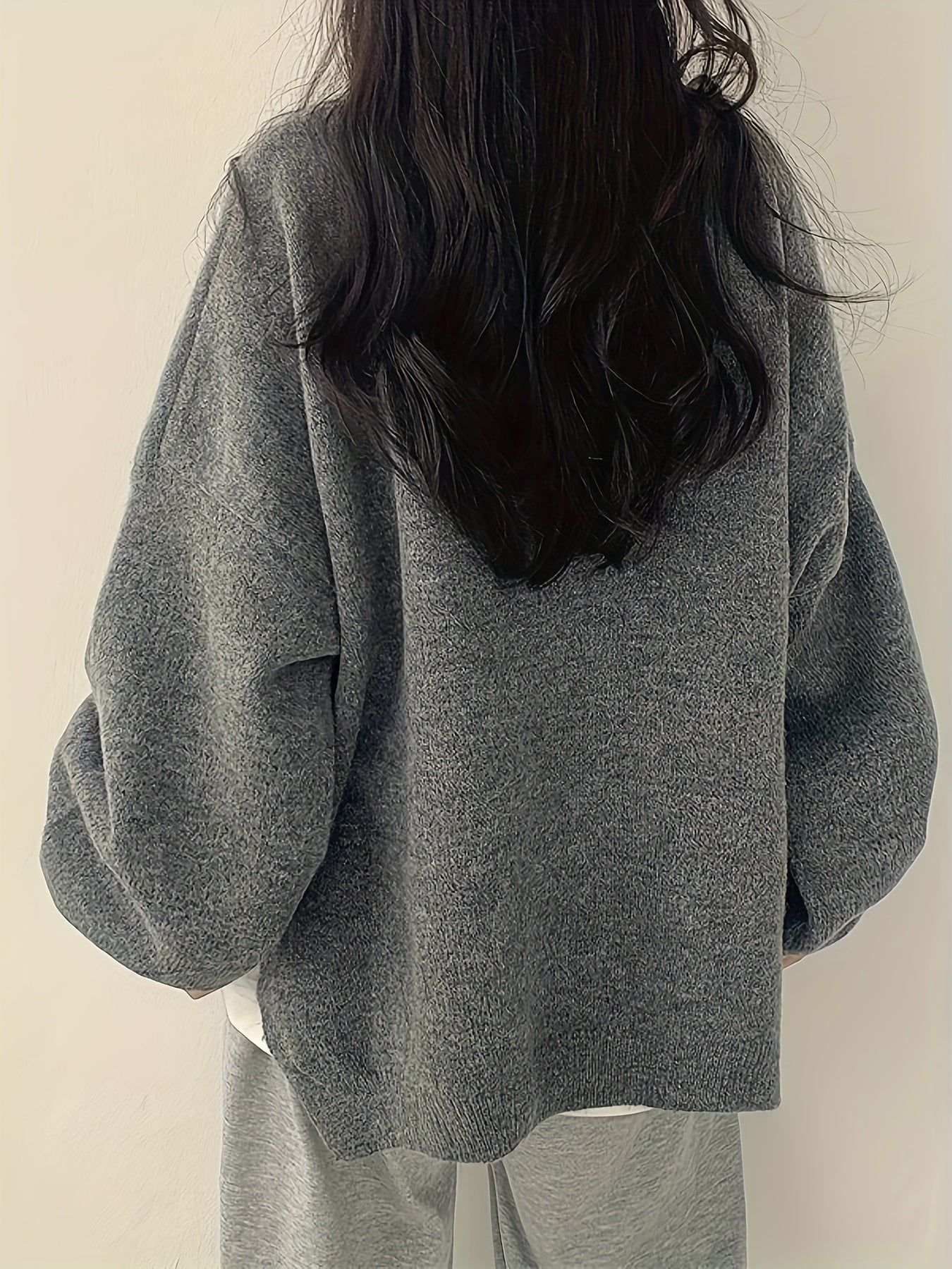 Soft Crew Neck Long Sleeve Knit Sweater