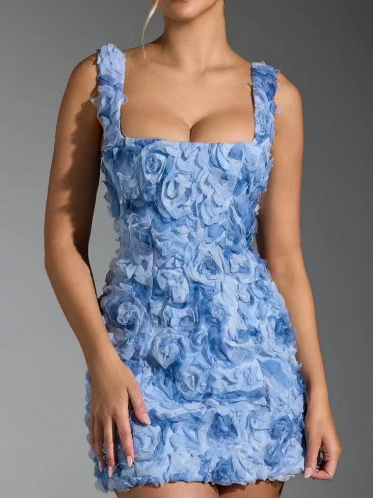 White Floral Appliqué Corset Mini Dress