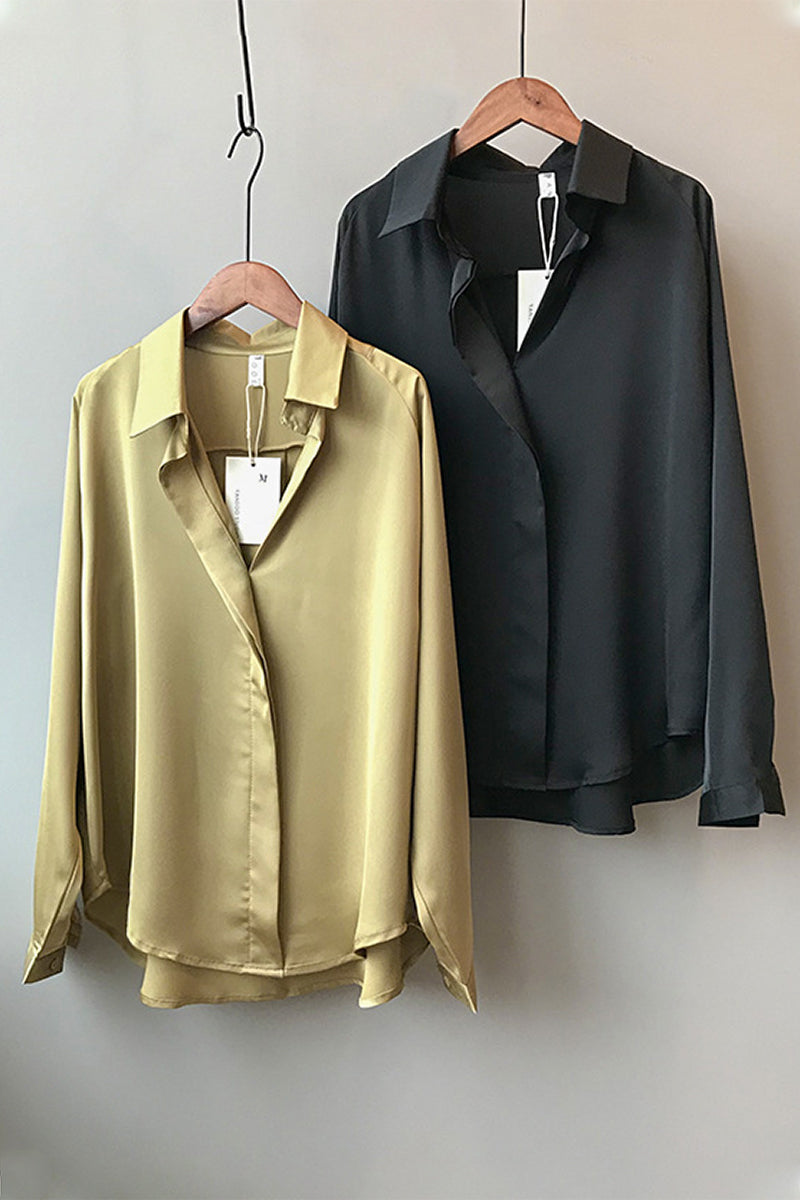Satin Long Sleeve Blouse with Elegant Style and Comfortable Fit