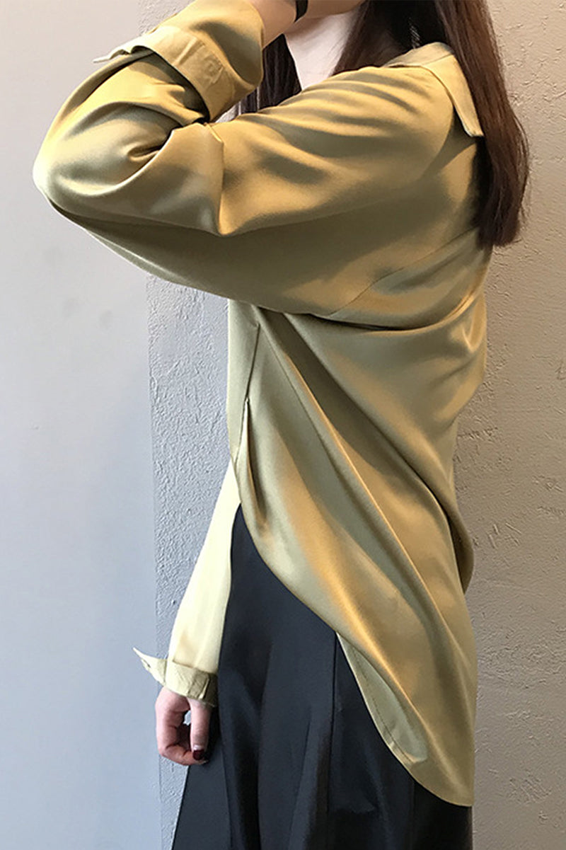 Satin Long Sleeve Blouse with Elegant Style and Comfortable Fit