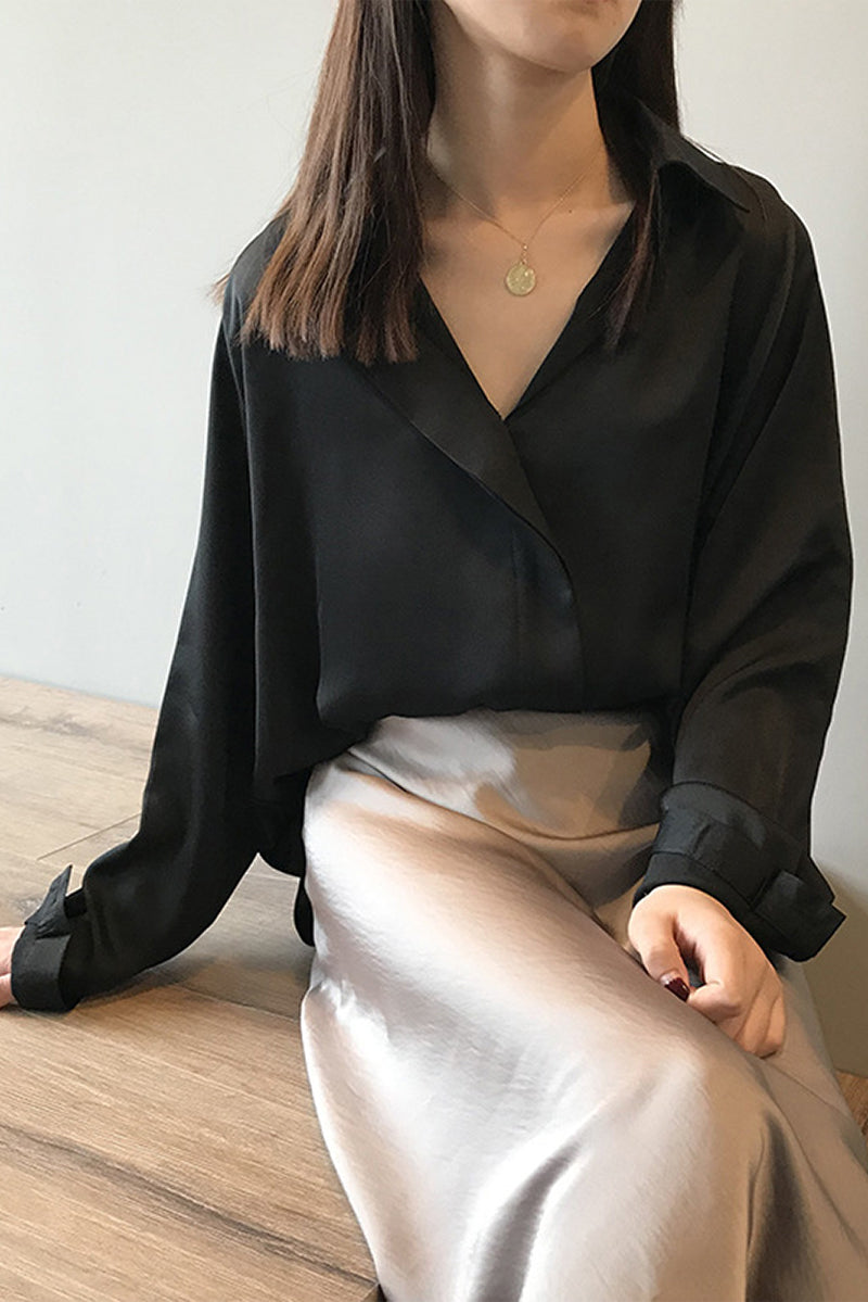 Satin Long Sleeve Blouse with Elegant Style and Comfortable Fit