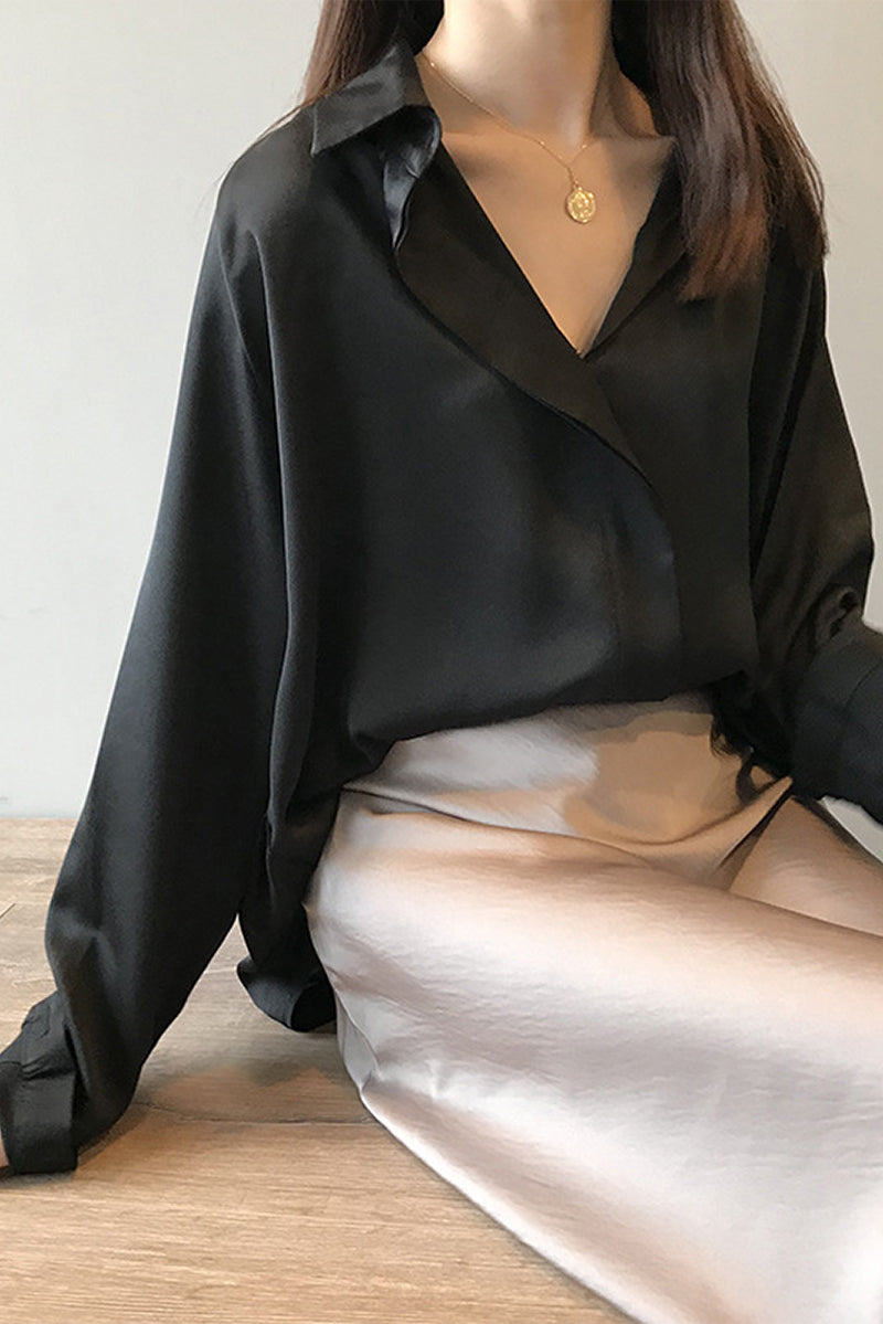 Satin Long Sleeve Blouse with Elegant Style and Comfortable Fit