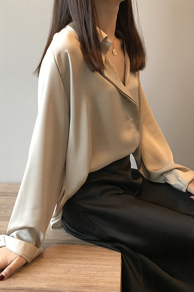 Satin Long Sleeve Blouse with Elegant Style and Comfortable Fit