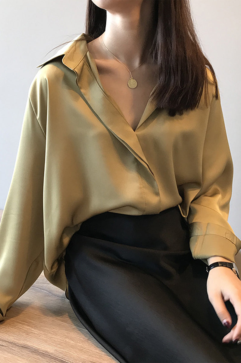 Satin Long Sleeve Blouse with Elegant Style and Comfortable Fit