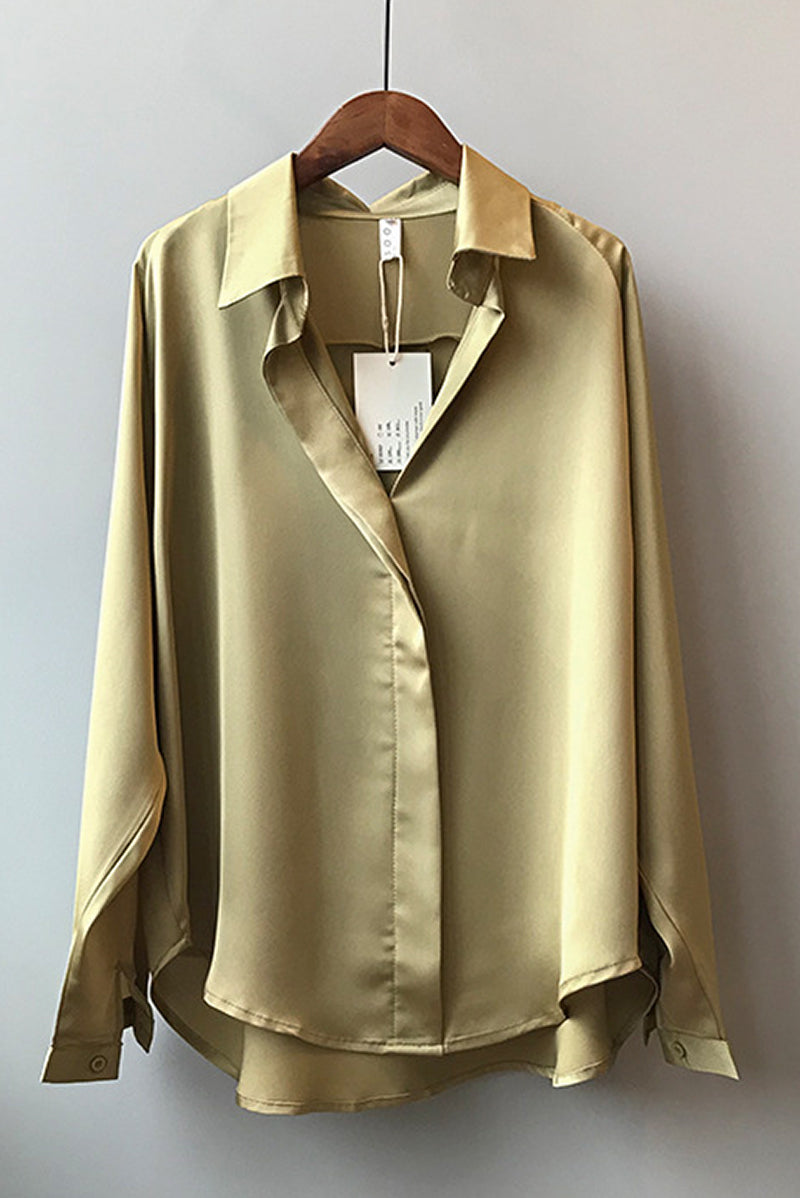 Satin Long Sleeve Blouse with Elegant Style and Comfortable Fit
