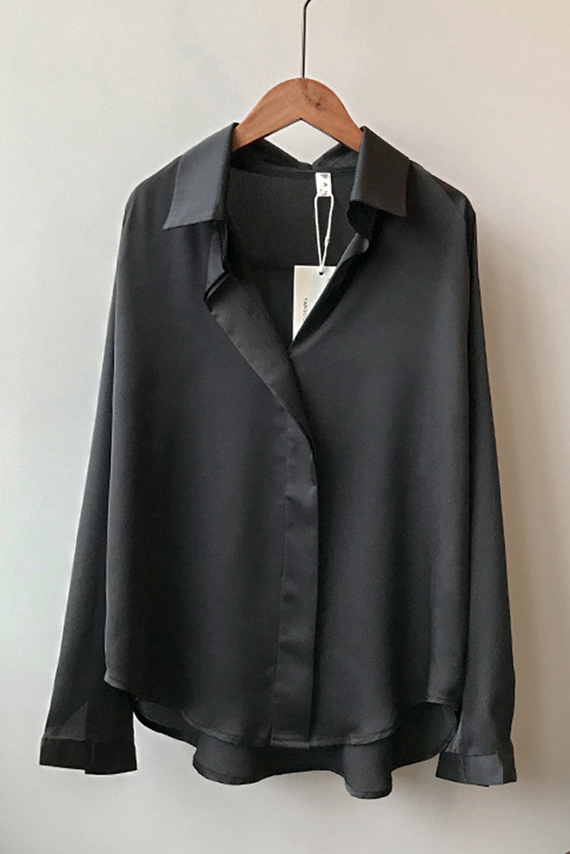 Satin Long Sleeve Blouse with Elegant Style and Comfortable Fit