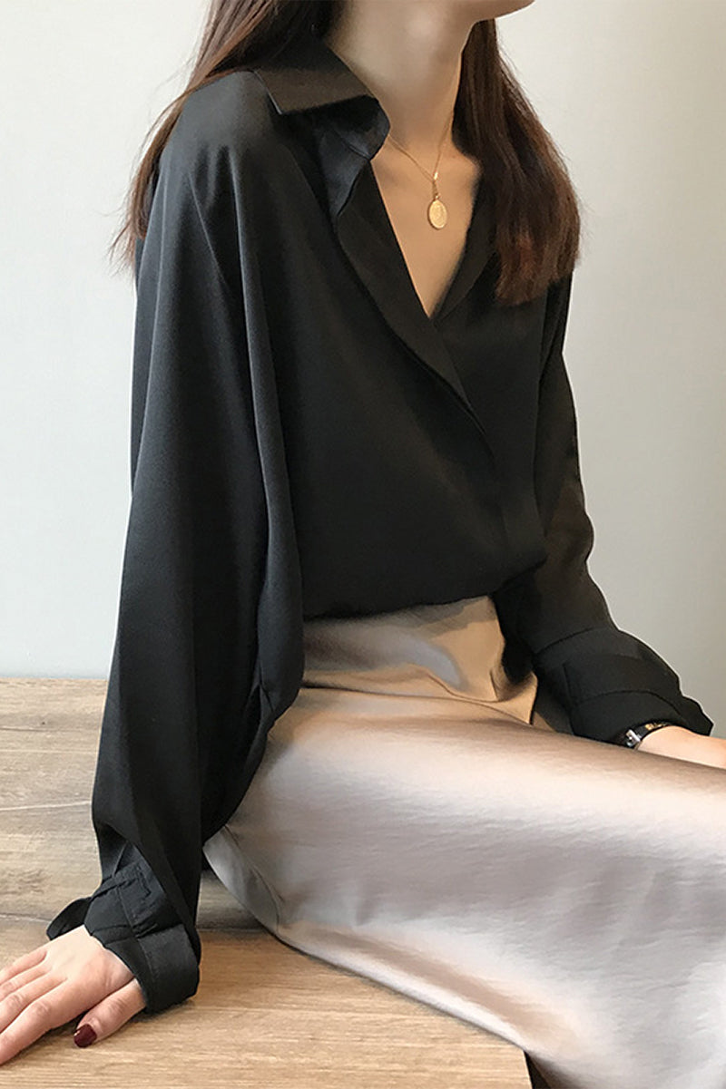 Satin Long Sleeve Blouse with Elegant Style and Comfortable Fit