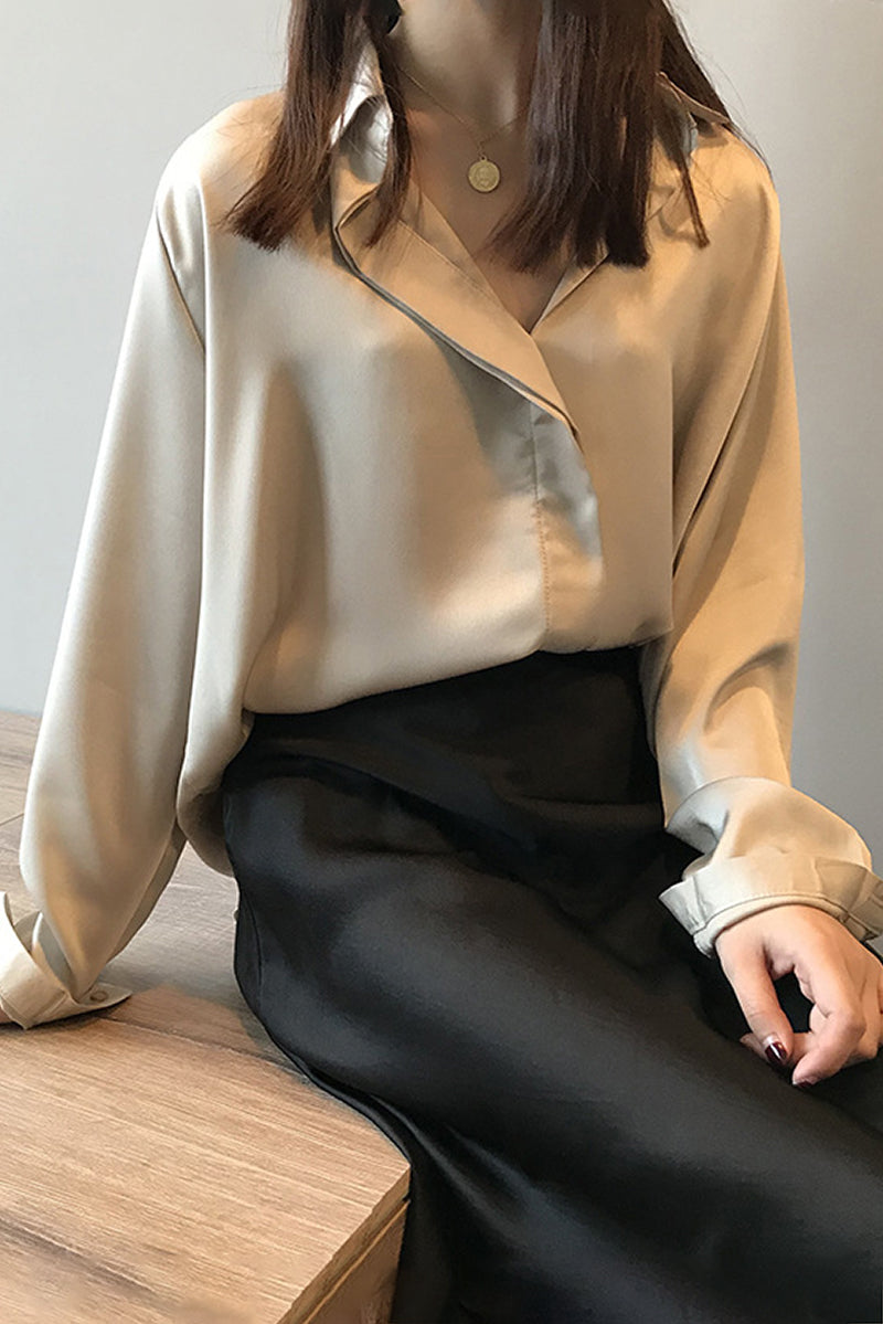 Satin Long Sleeve Blouse with Elegant Style and Comfortable Fit