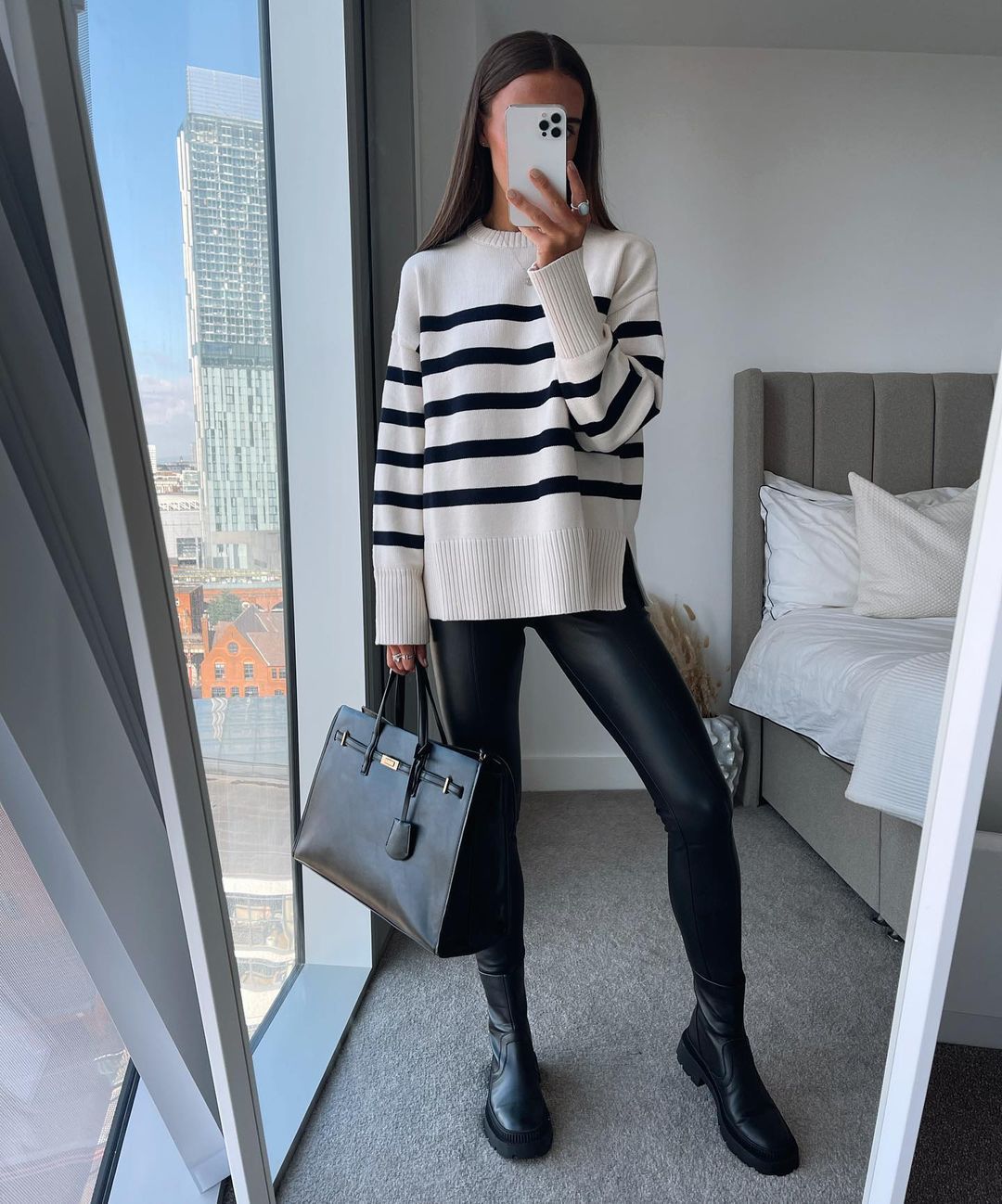 White Striped Mesh Blouse for Stylish Layering