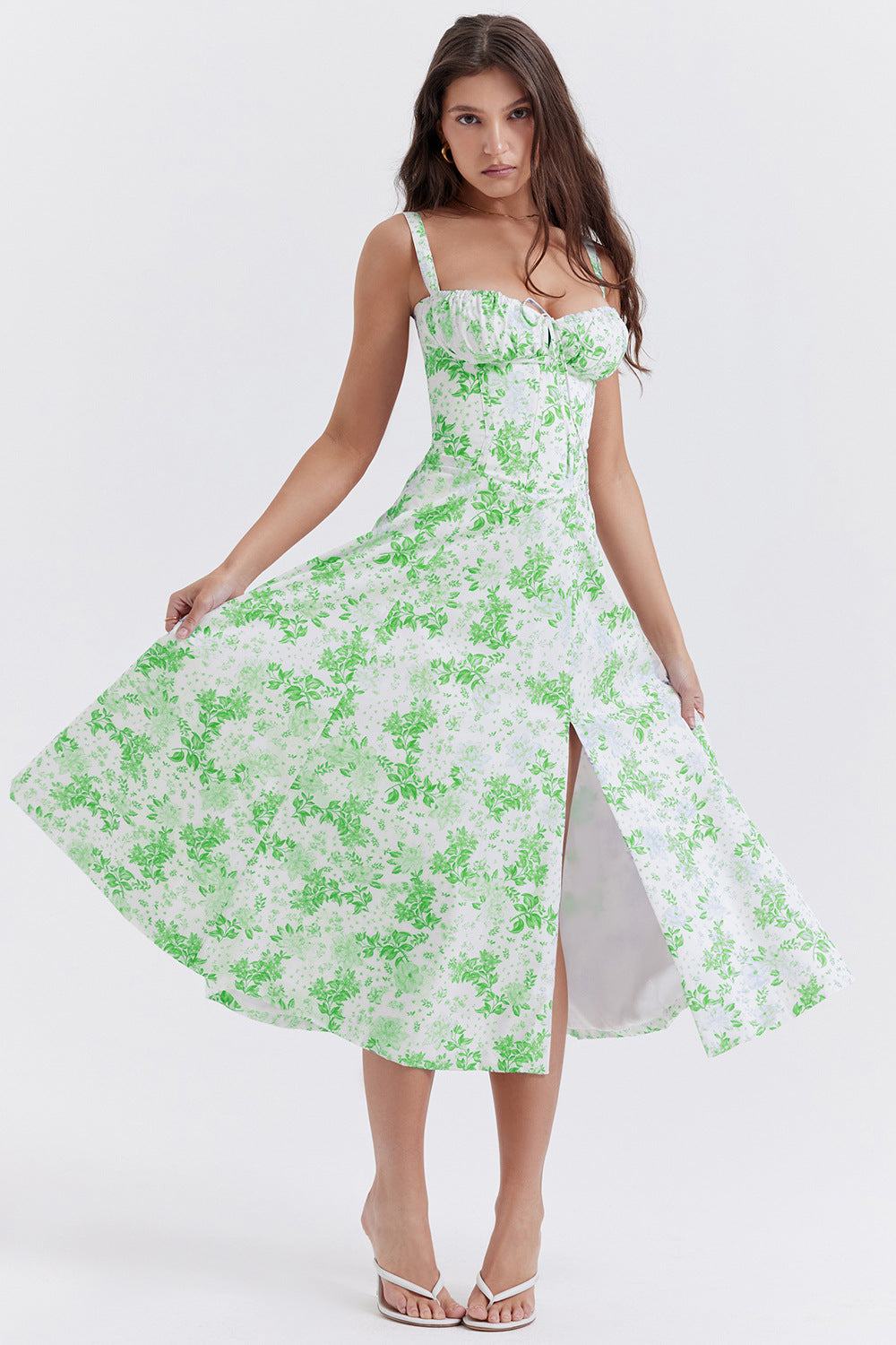 Vintage Floral Fitted Waist Dress for Women