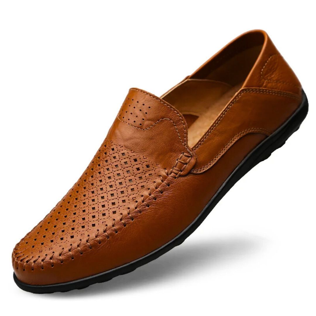 Genuine Leather Air-Flow Loafers – Breathable Comfort