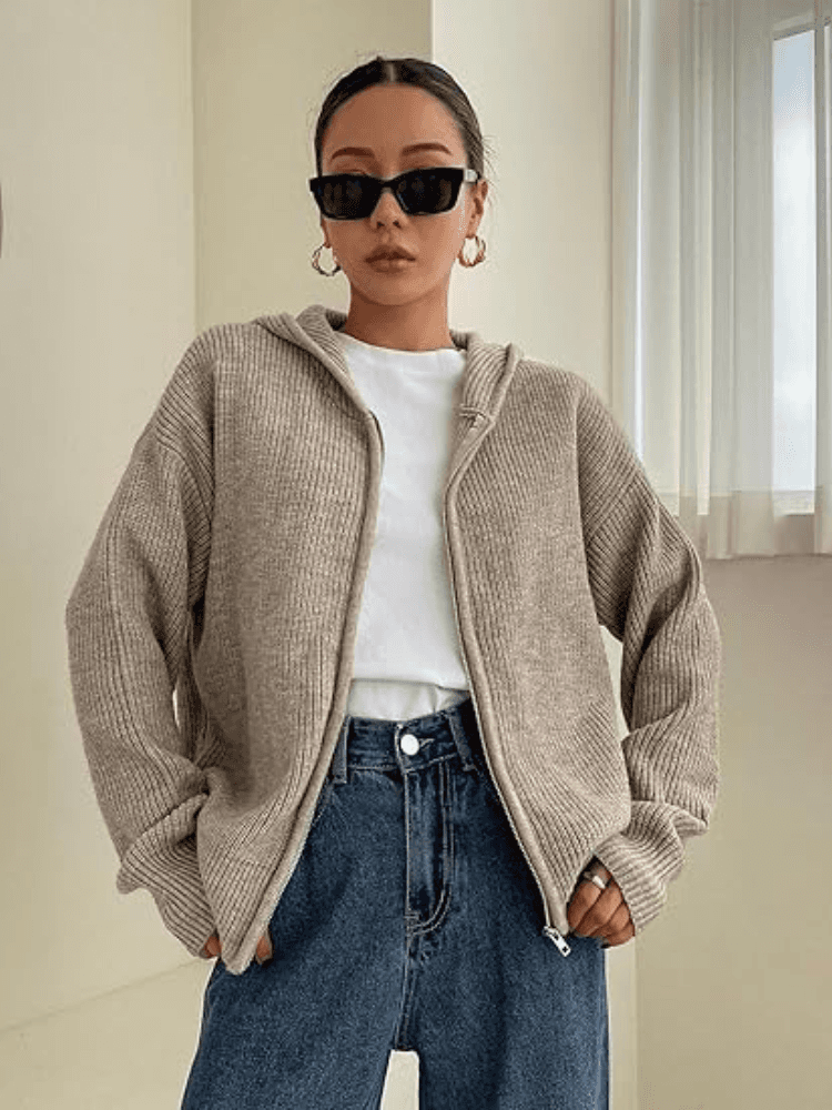Cozy Knit Cardigan Hoodie for Fall Weather