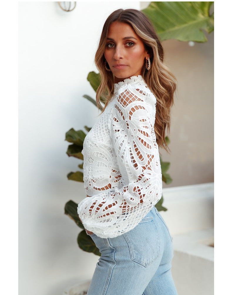 Lace Halter Neck Blouse for Elegant Style and Comfort