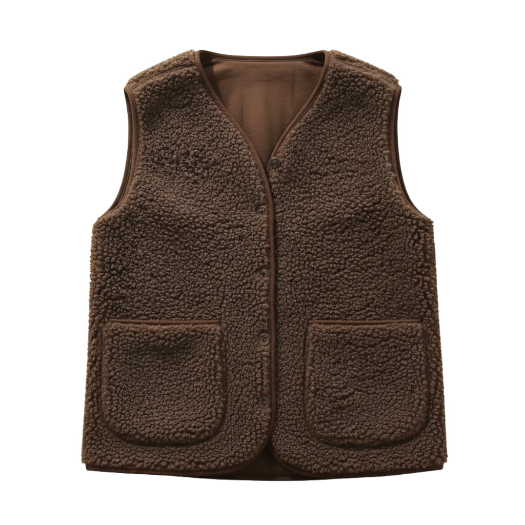 Cozy Women's Teddy Gilet Soft Textured Waistcoat with Button Front