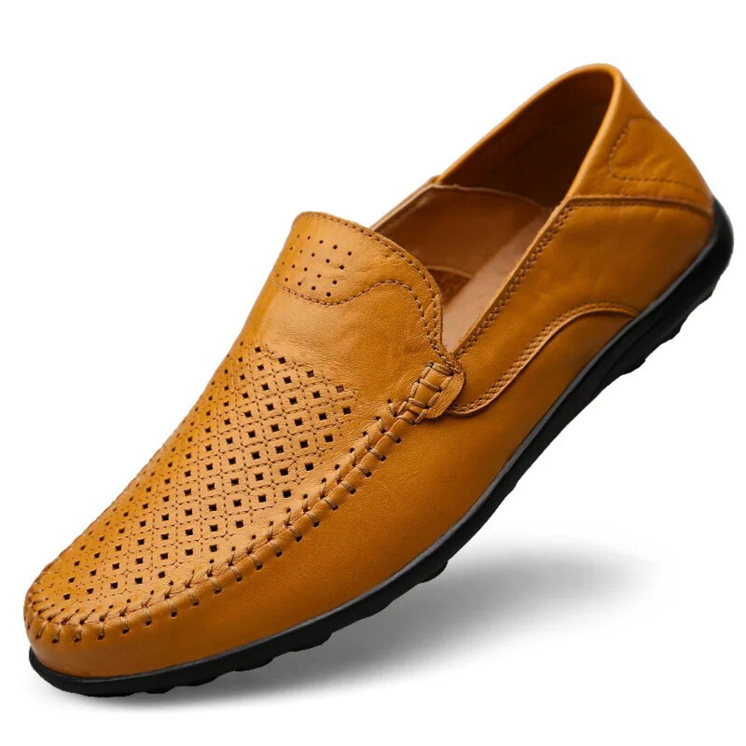 Genuine Leather Air-Flow Loafers – Breathable Comfort