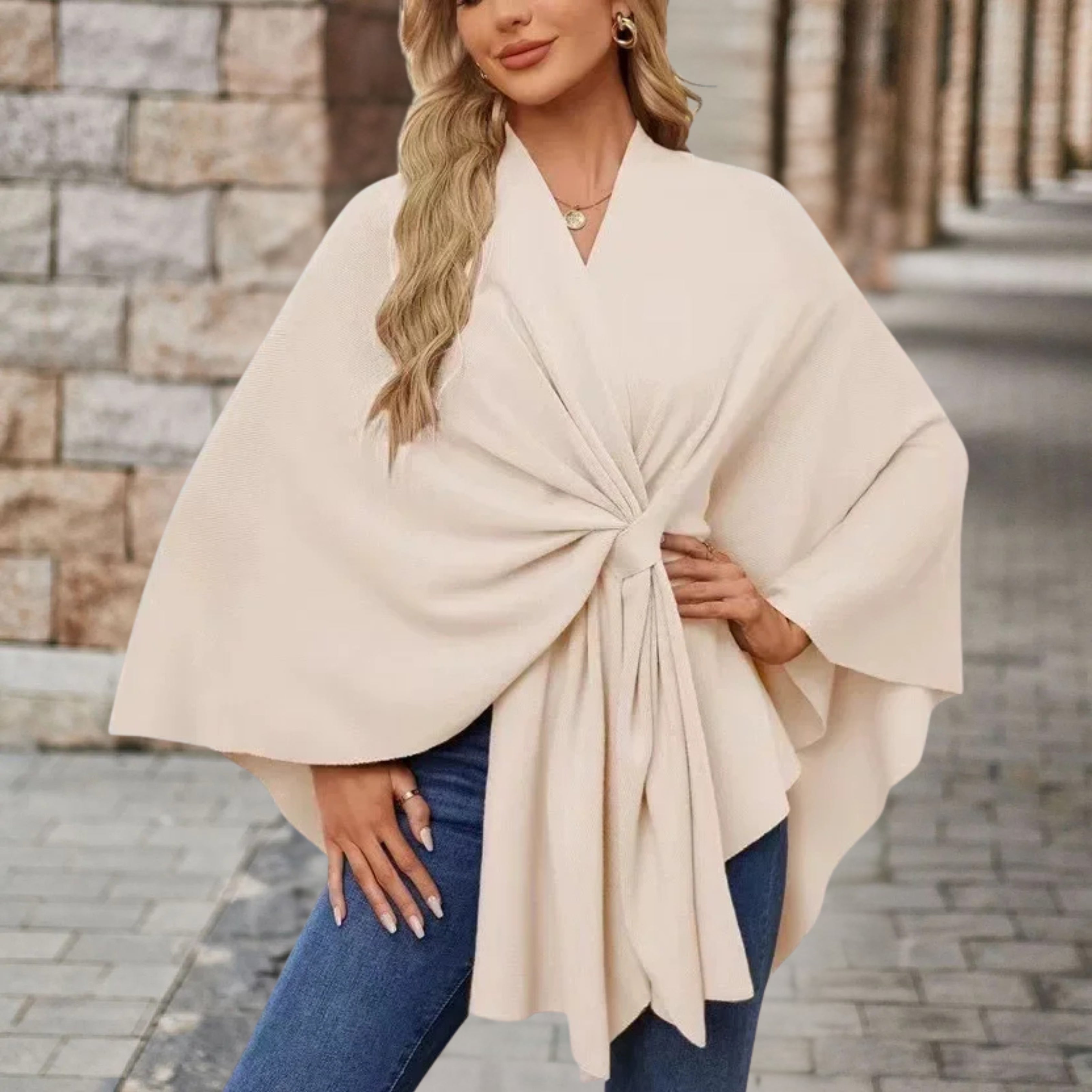 Cozy Knit Poncho for Women - Elegant Layering Wrap