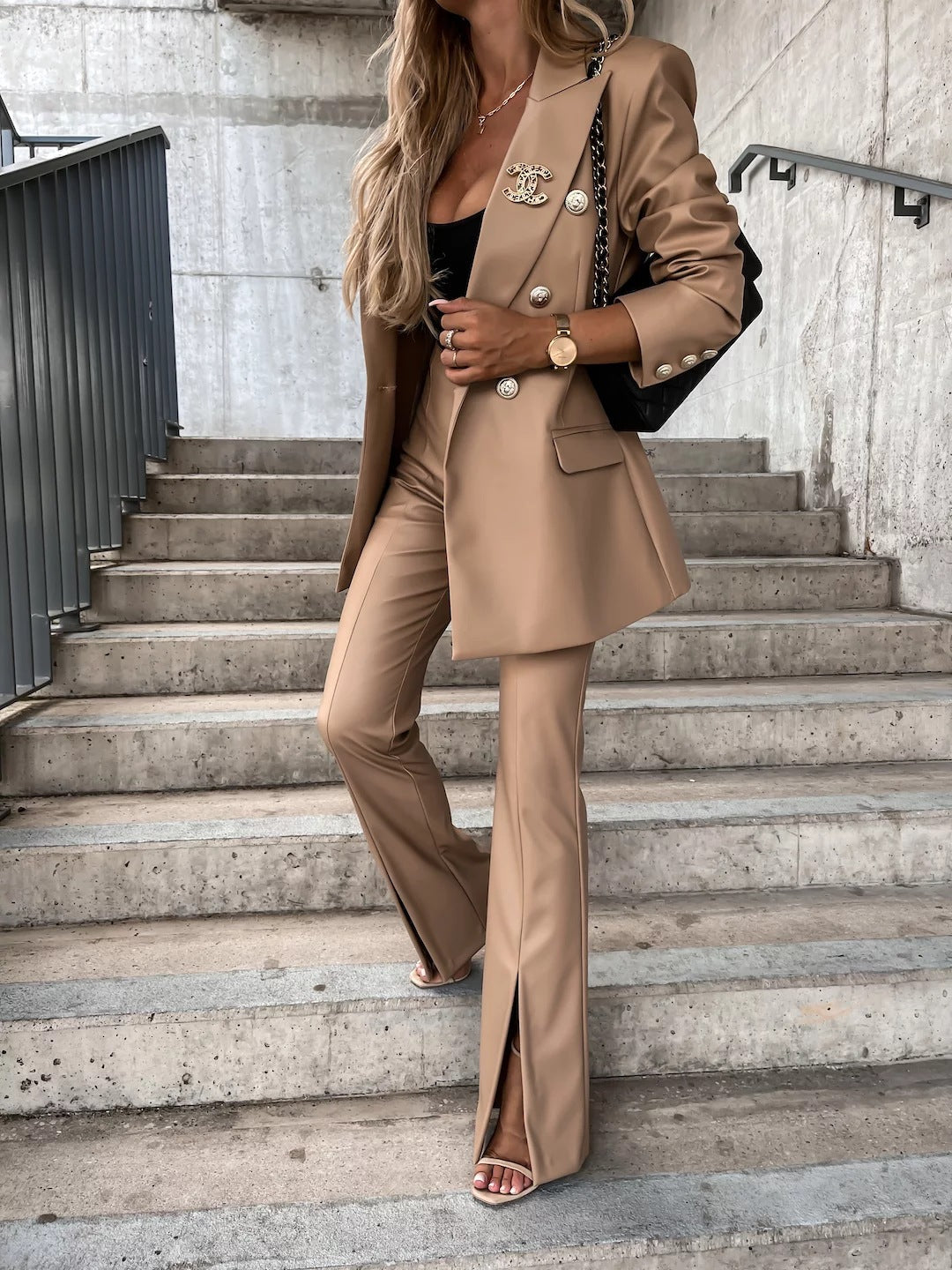 Flared Bottom PU Leather Trousers for a Stylish Look