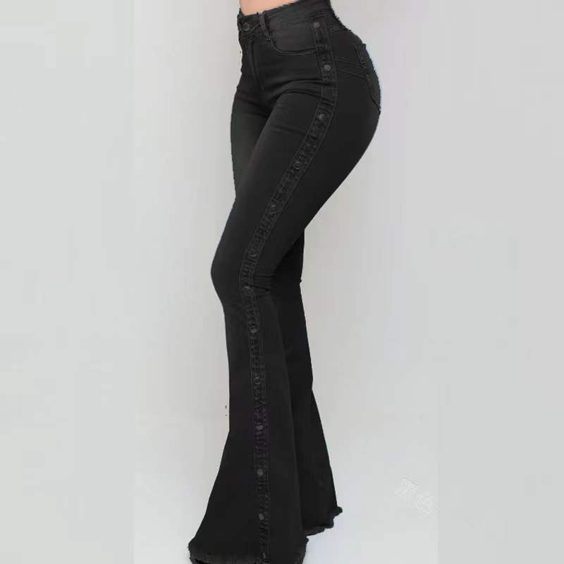 Button Detail Flared Jeans for a Stylish Fit