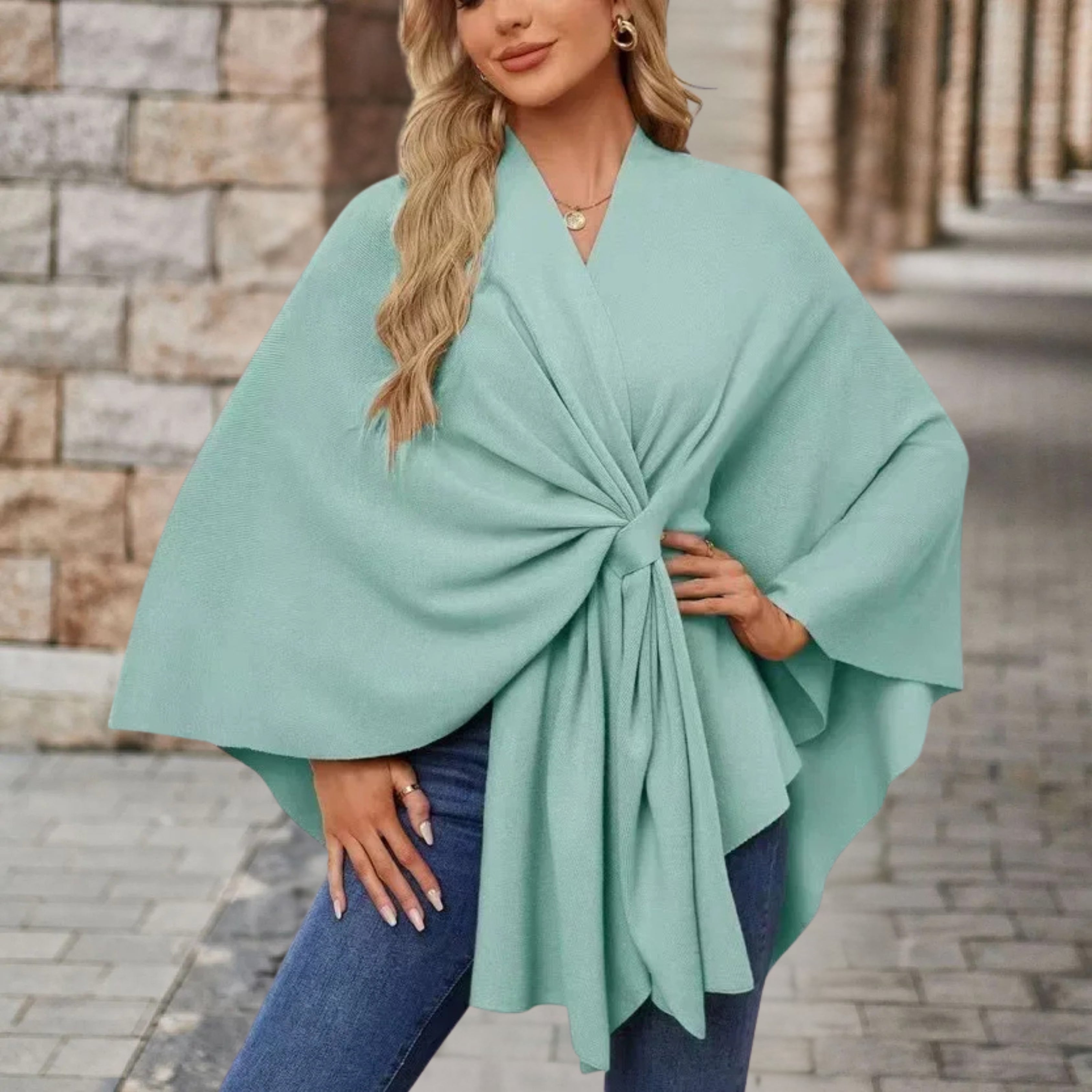 Cozy Knit Poncho for Women - Elegant Layering Wrap