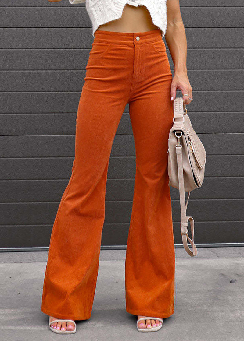 Ribbed Flared Trousers with Stylish Bottom Design