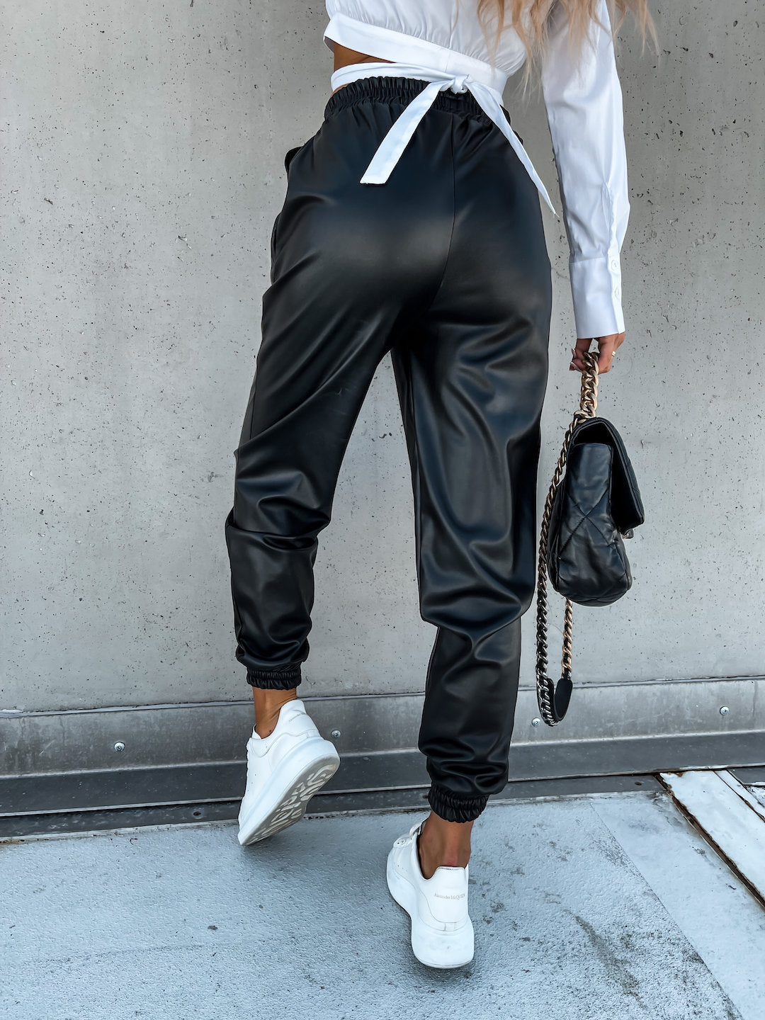 Men's PU Leather Athletic Trousers for Comfort and Style