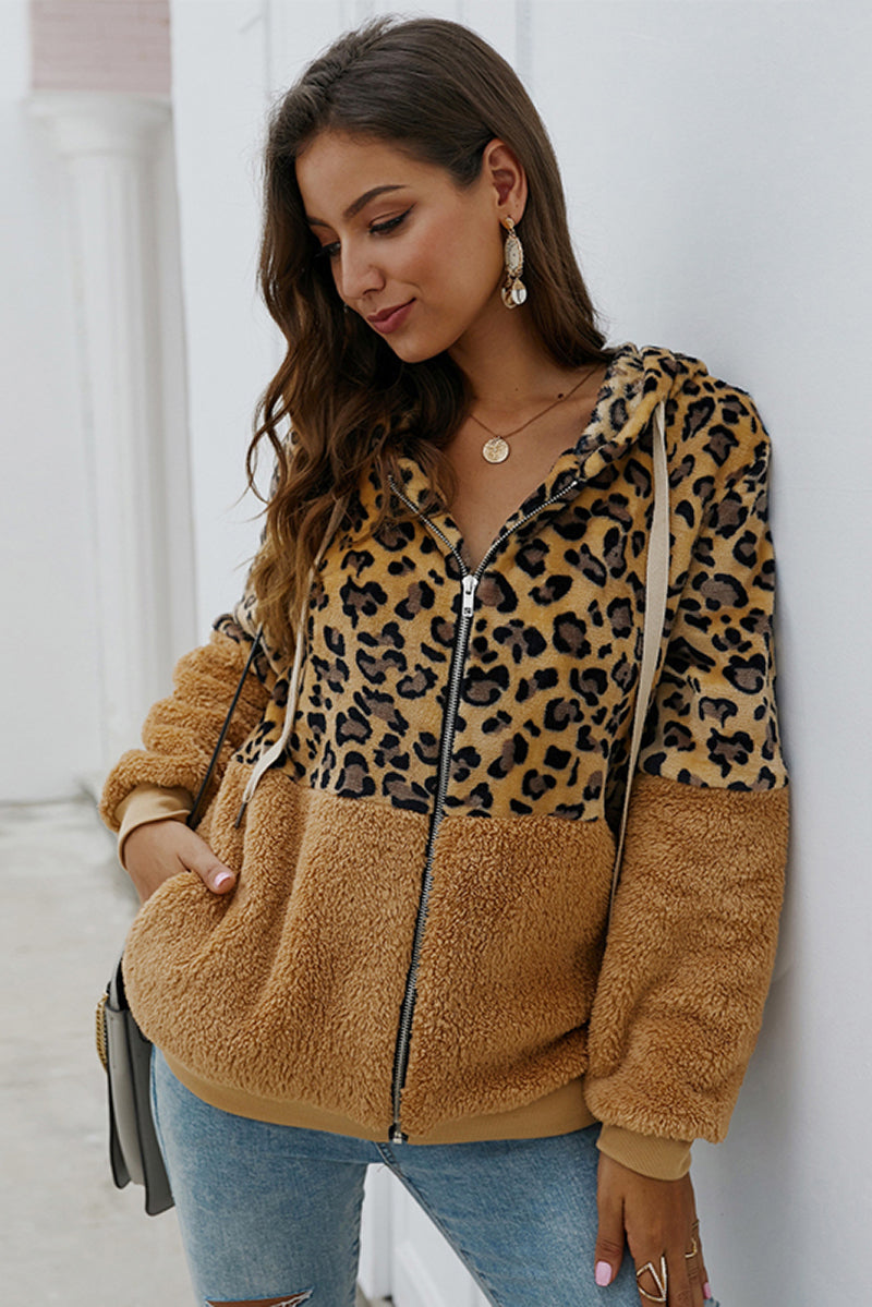 Leopard Print Zipped Hoodie for Comfort and Style