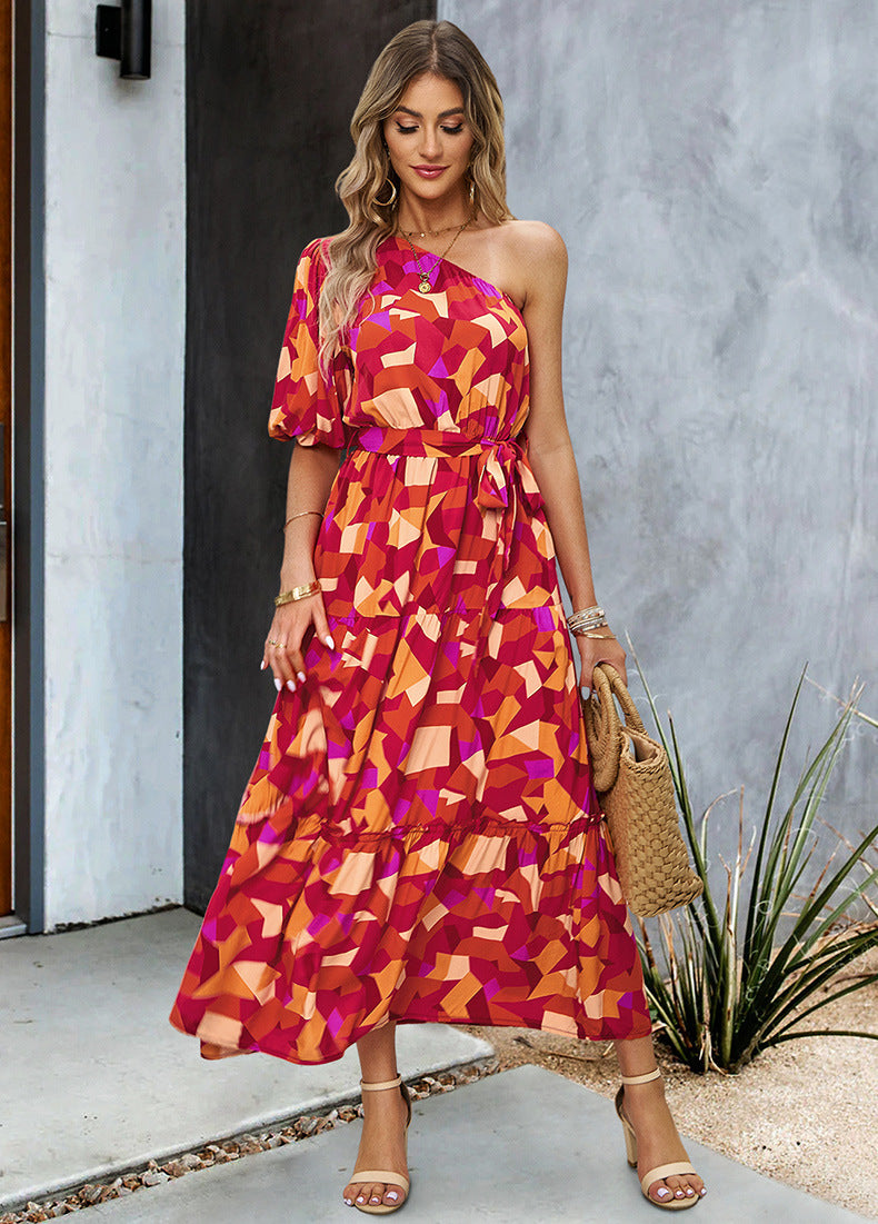 One-Shoulder Bow Detail Maxi Dress