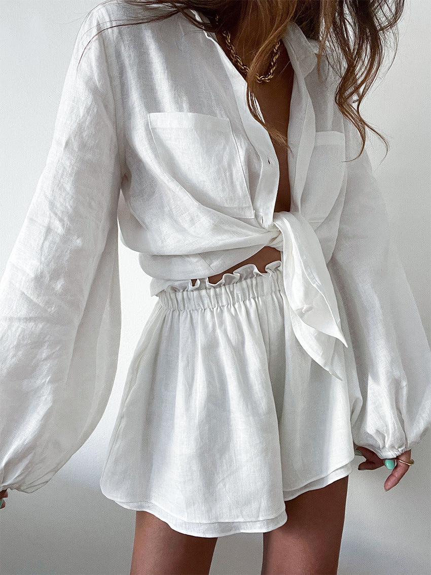 Cotton Shirt and Shorts Outfit for Comfortable Summer Wear