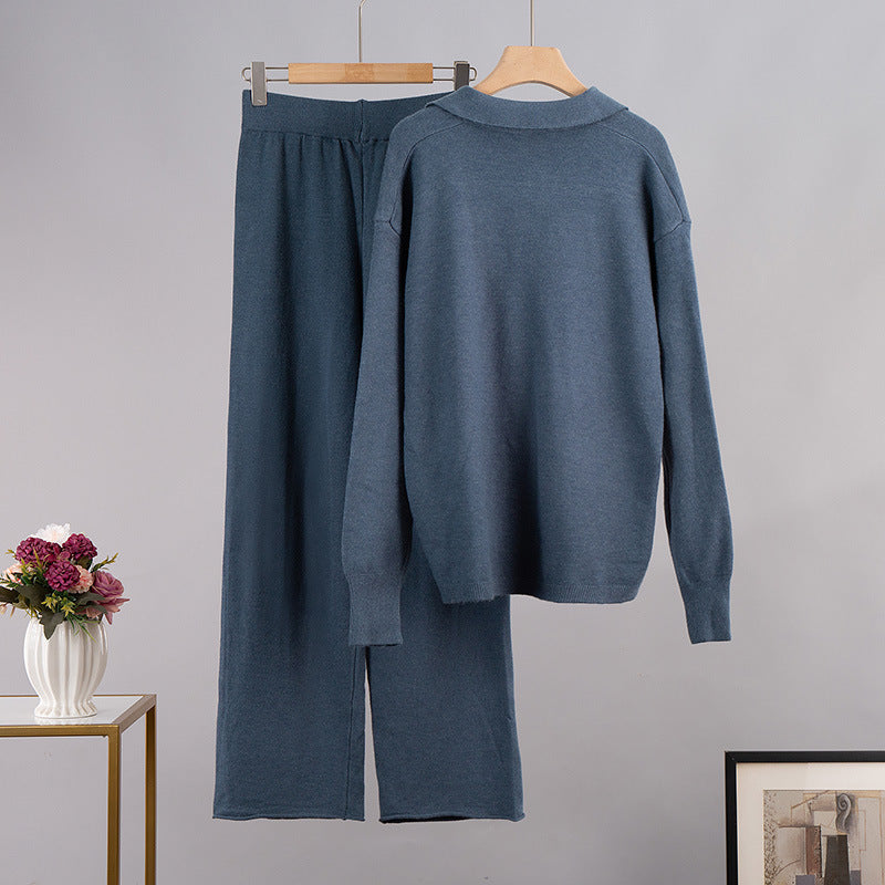 Knit Trouser and Jumper Set in Lotus Style
