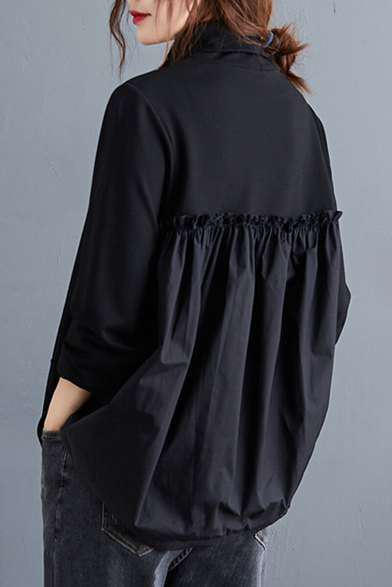 High-Collar Office Blouse for Professional Look