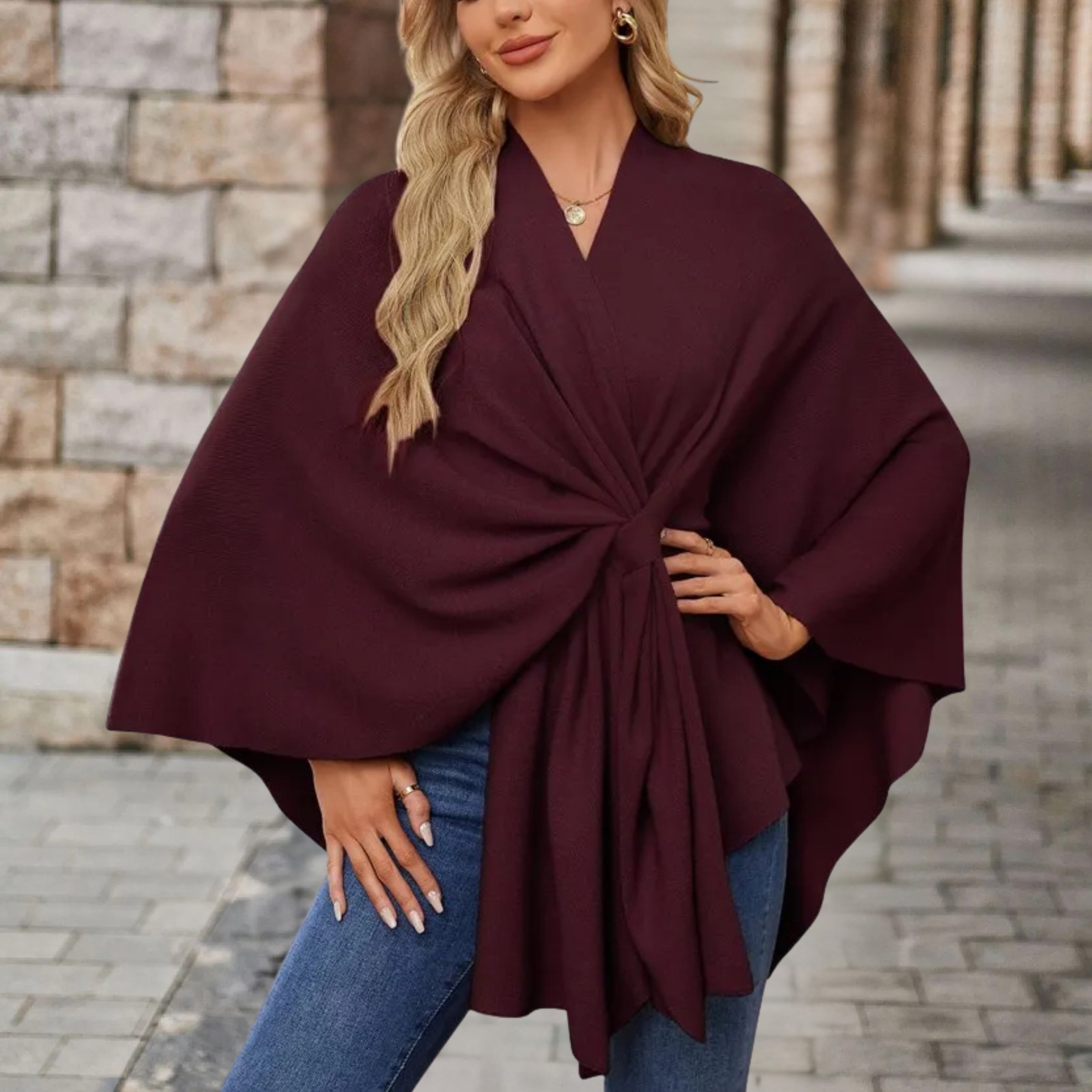 Cozy Knit Poncho for Women - Elegant Layering Wrap