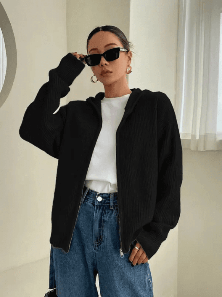 Cozy Knit Cardigan Hoodie for Fall Weather