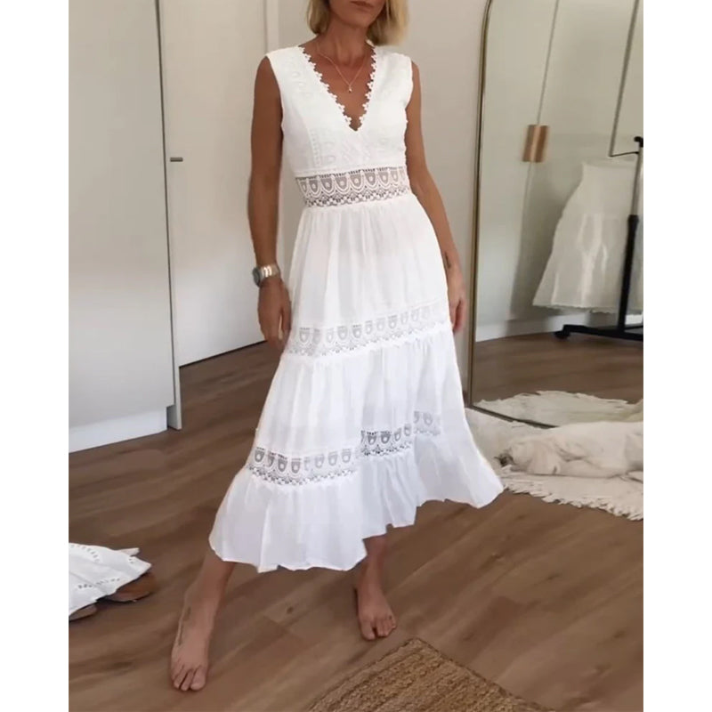 Elegant Lace V-Neck Dress – Stylish & Feminine Design