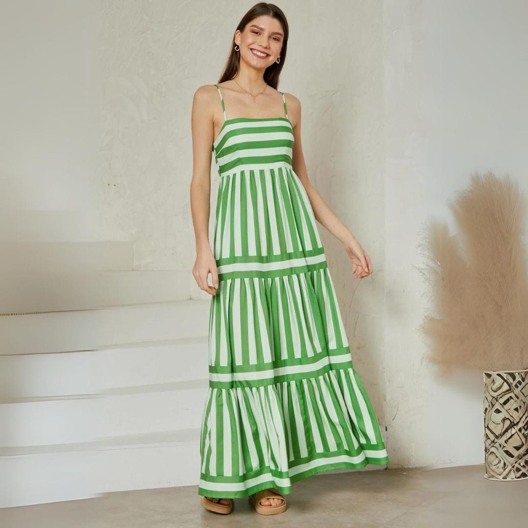 Colour Block Maxi Dress with Flattering Silhouette