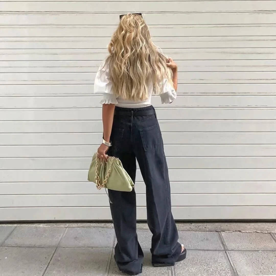 High-Waisted Wide Leg Straight Fit Jeans for All-Day Comfort