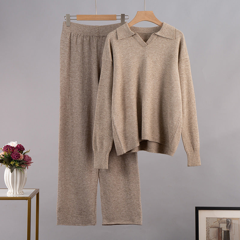 Knit Trouser and Jumper Set in Lotus Style