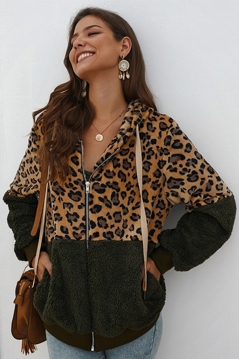 Leopard Print Zipped Hoodie for Comfort and Style